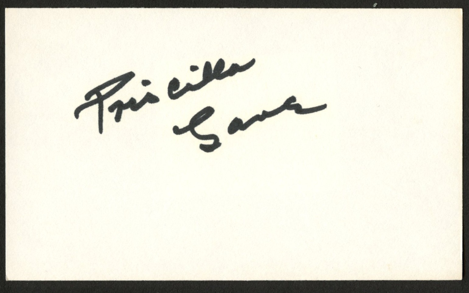 Priscilla Lane d1995 signed autograph 3x5 card Singer Lane Sisters R548
