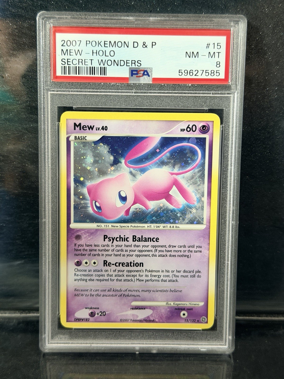 Pokemon diamond and pearl Secret Wonders Mew Holo 15/132 PSA 8