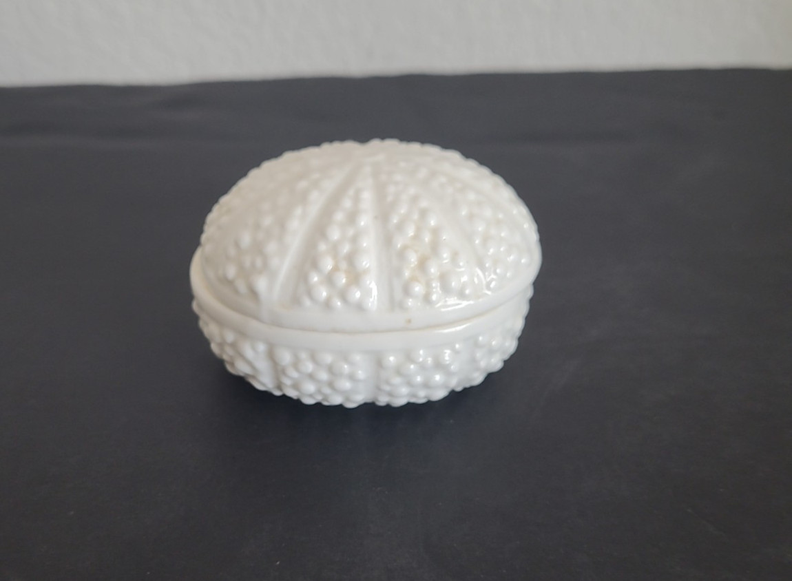 Vintage Sea Urchin Bone China Trinket Box With Tags 