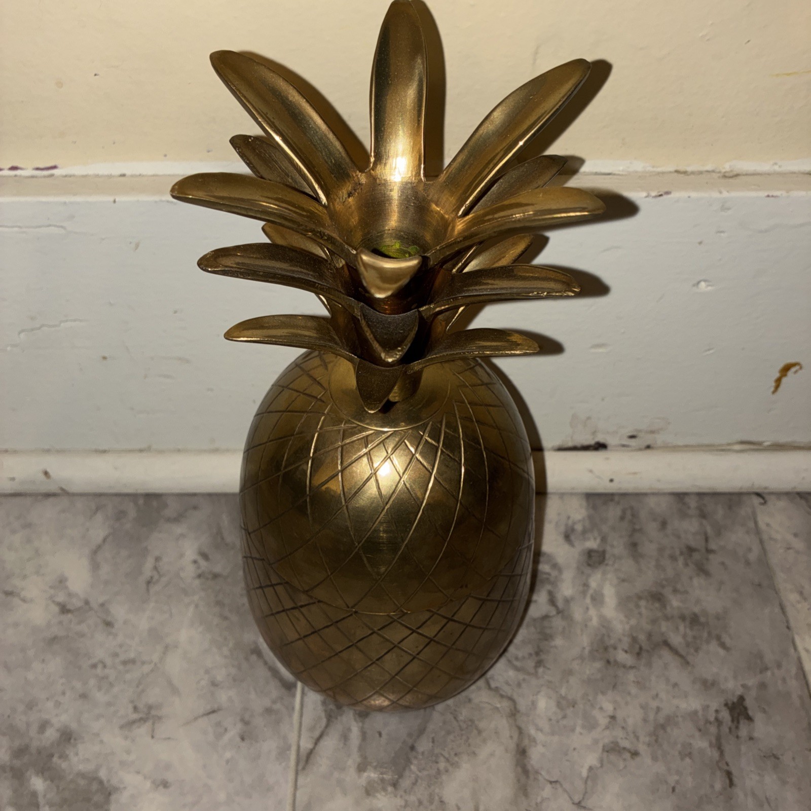 Vintage Mid Century Brass Pineapple Jar (9.5”x4”) Container 2pc