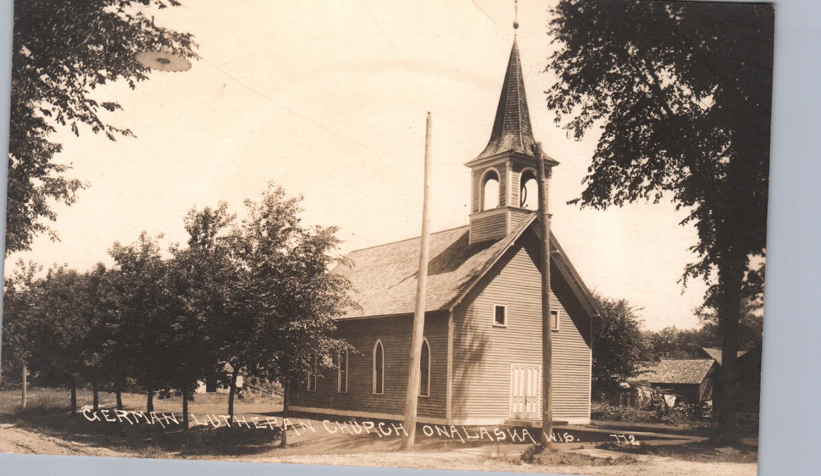 GERMAN LUTHERAN CHURCH onalaska wi real photo postcard rppc wisconsin