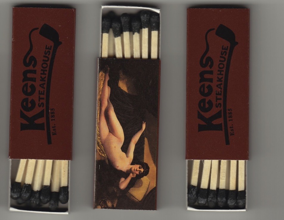 Keens Steakhouse west 36th street  NYC New York City Matchbox Matches EX RARE