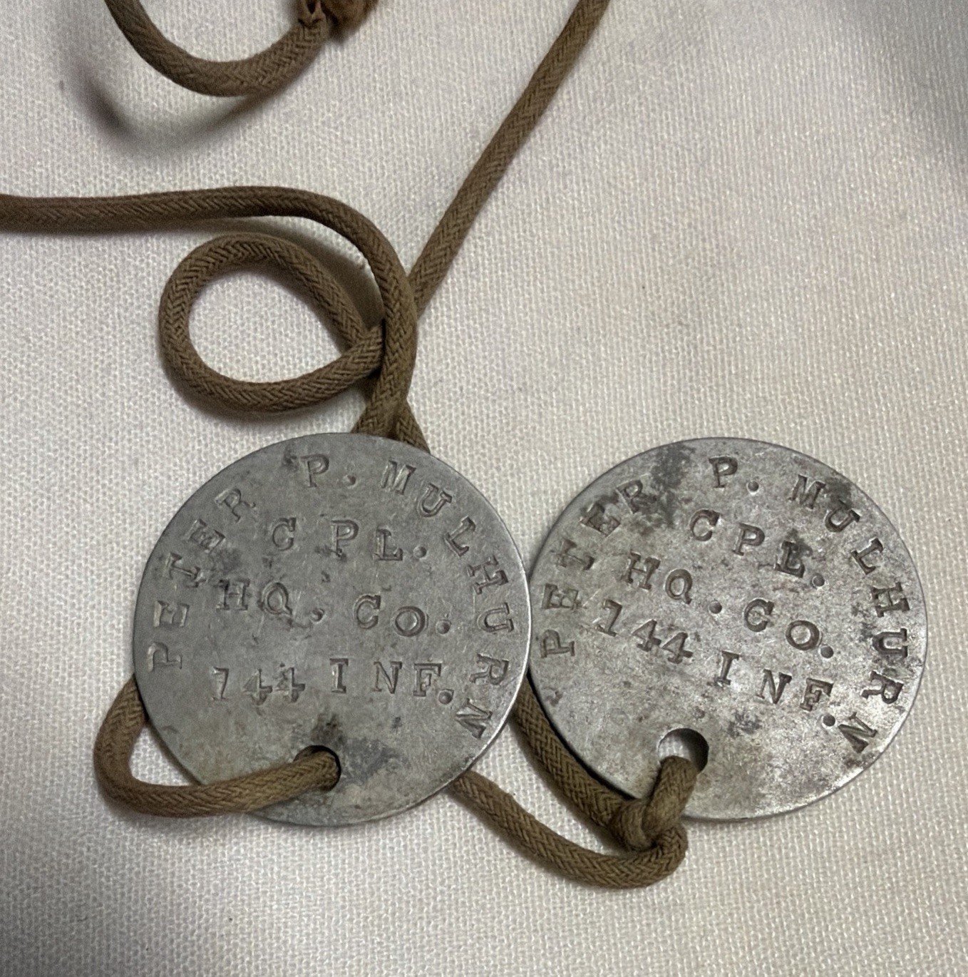 WWI US Soldier Dog Tags Matching Set Original WW1 Pair