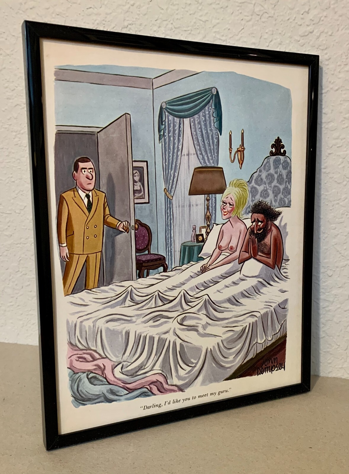 Playboy cartoon - I'd like you to meet my guru - 1974 - FRAMED - 