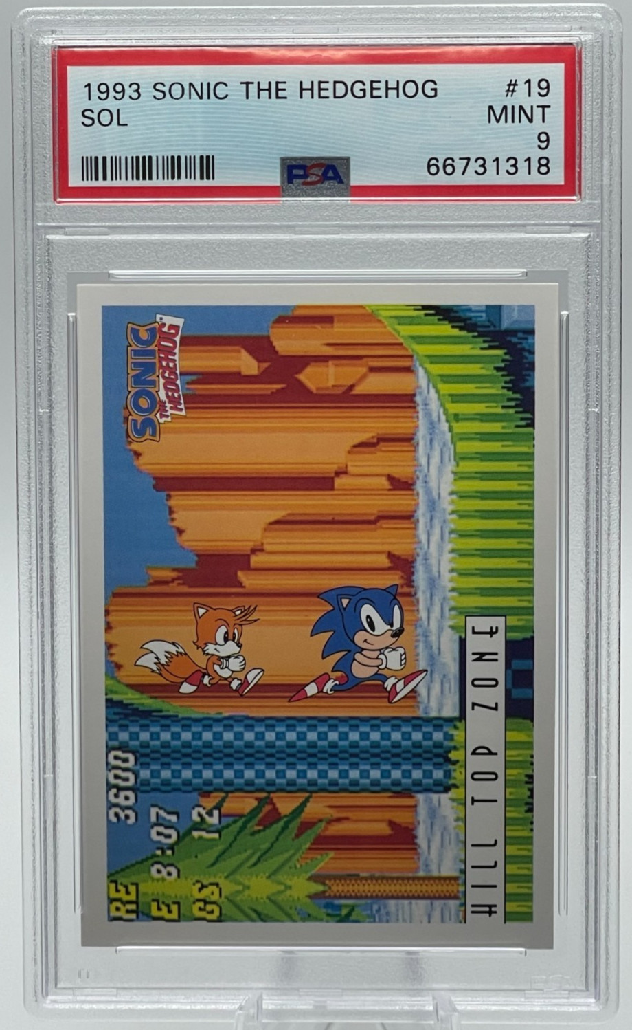 1993 Topps Sonic the Hedgehog #19 “Hill Top Zone” SOL PSA 9 Mint