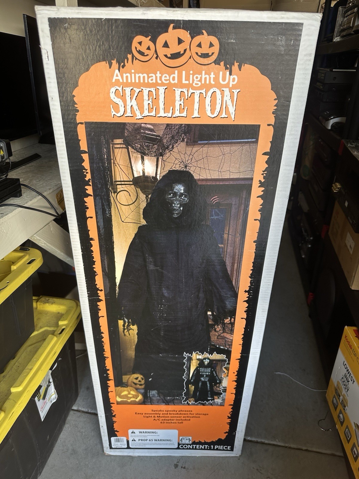 Magic Power Halloween Animated Spooky Reaper Light Up Skeleton 63” Large RARE