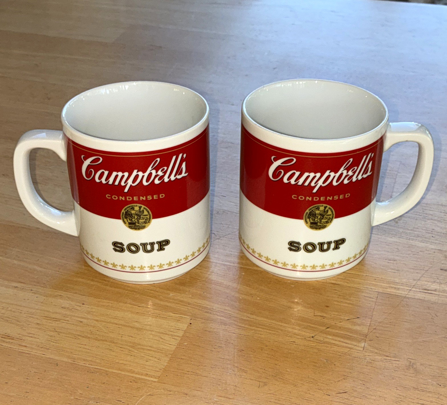 Campbell’s Soup Vintage 1981 Corning Glass Works Porcelain Mugs Set of 2 Clean