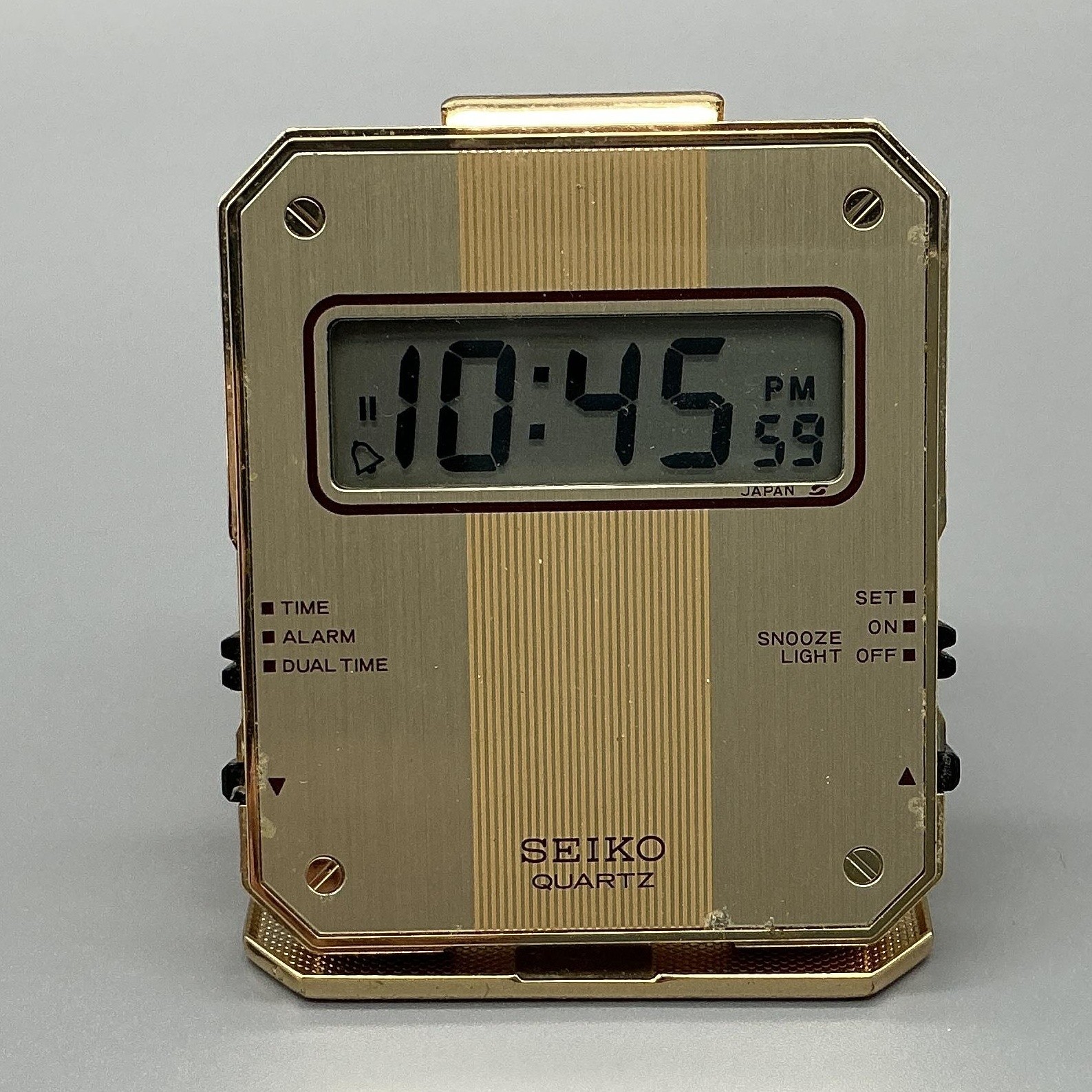 Vintage Seiko Mens Watch 50mm Gold Tone Digital Alarm Backlight New Battery