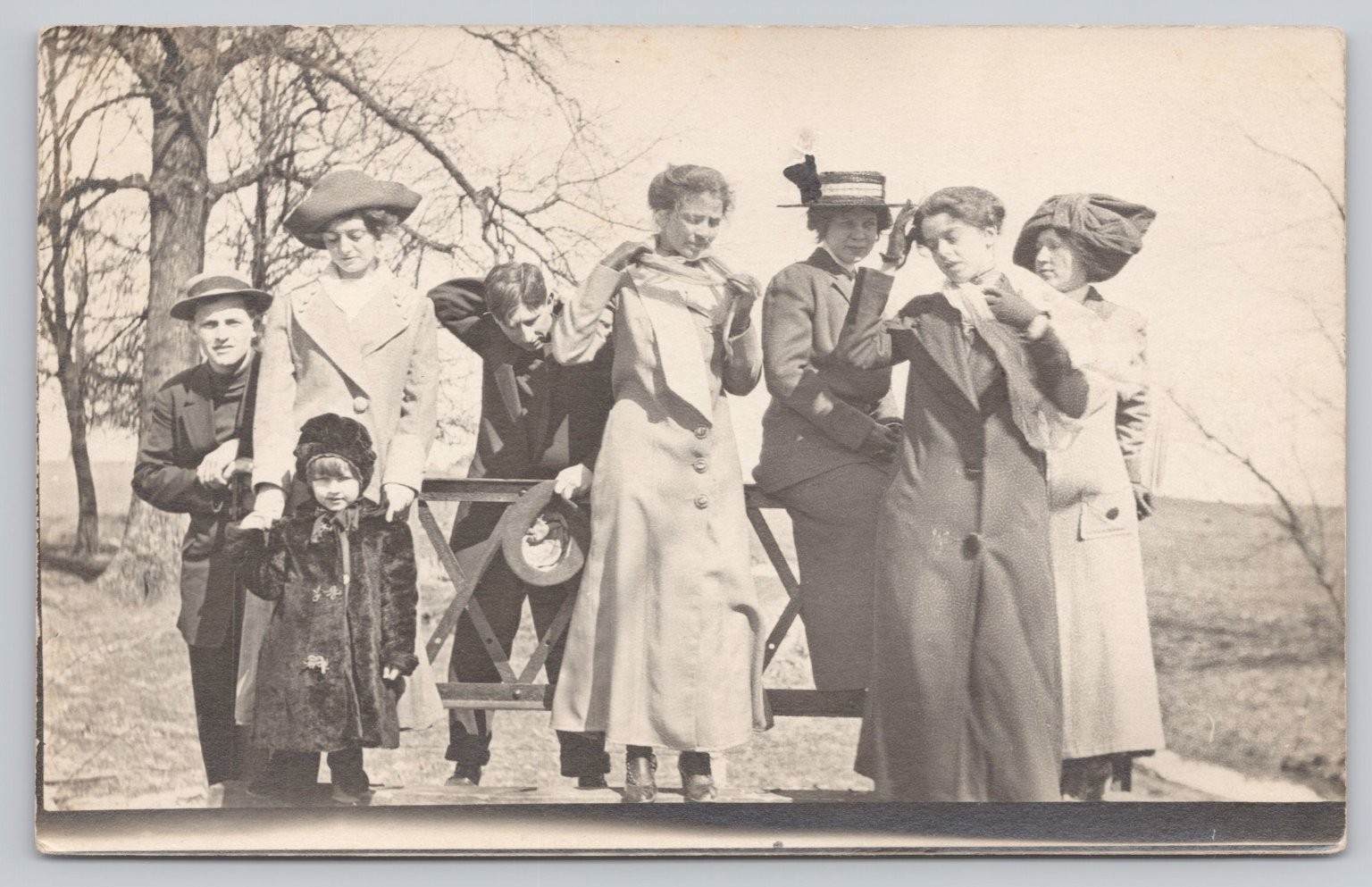 RPPC 1910s Group Portrait Outdoor Scene Vintage Real Photo Postcard