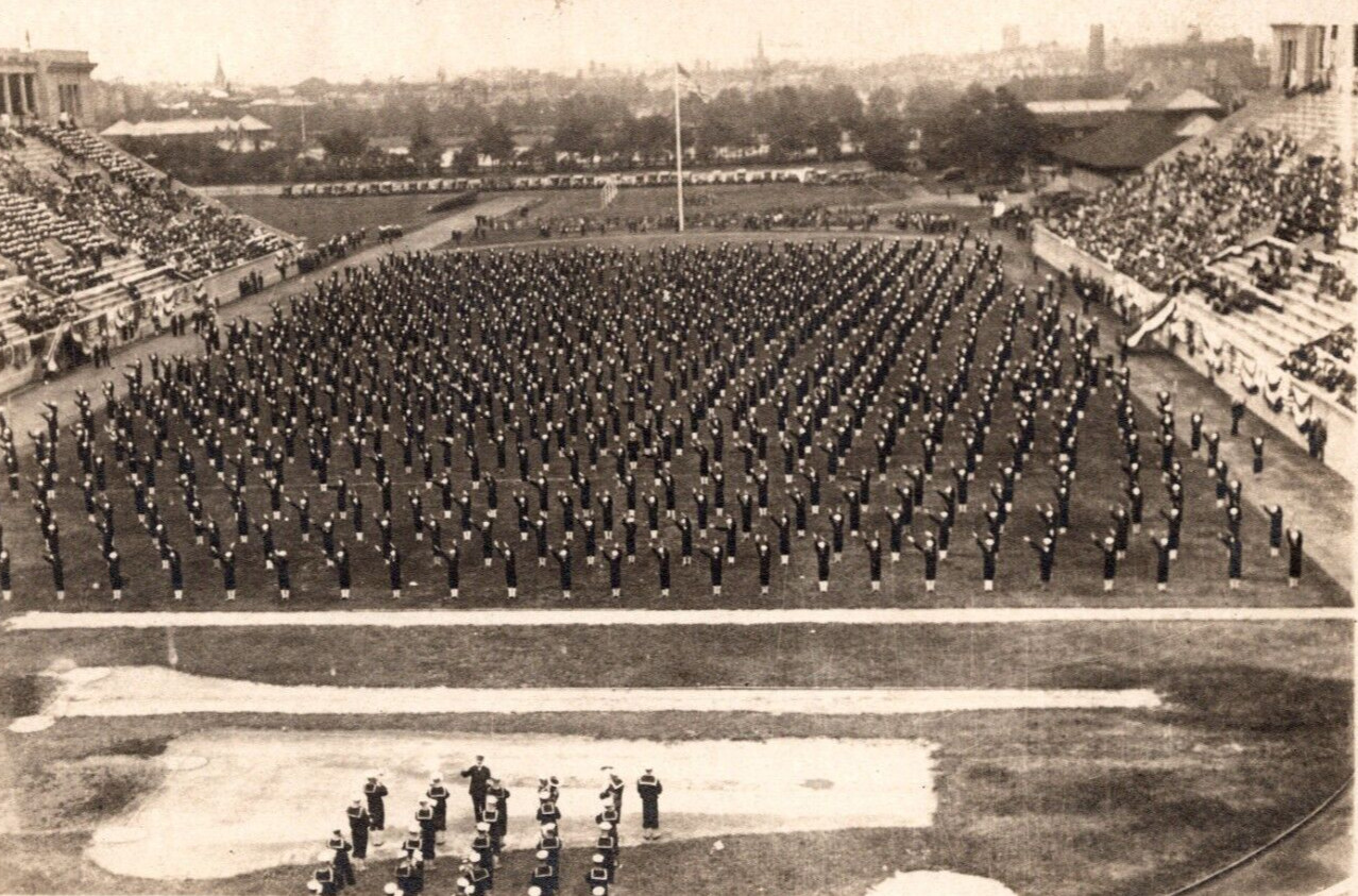 c1918 HARVARD Stadium & LOADED Field CAMBRIDGE MA RARE Postcard