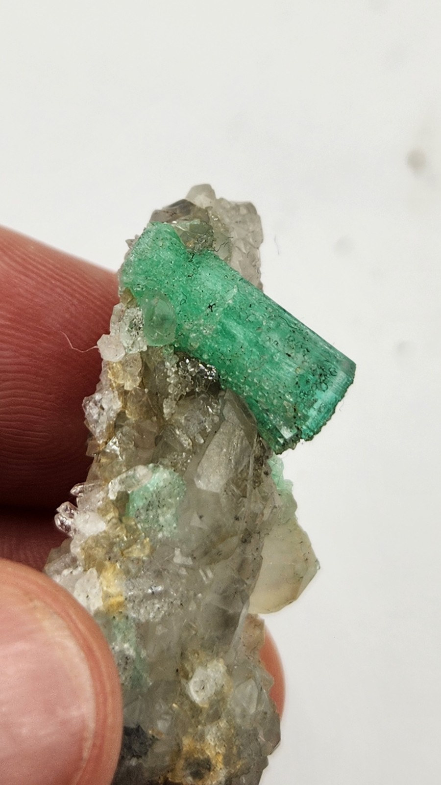 12g Natural Muzo Emerald Crystal on Quartz Matrix Specimen Colombia Raw 42mm