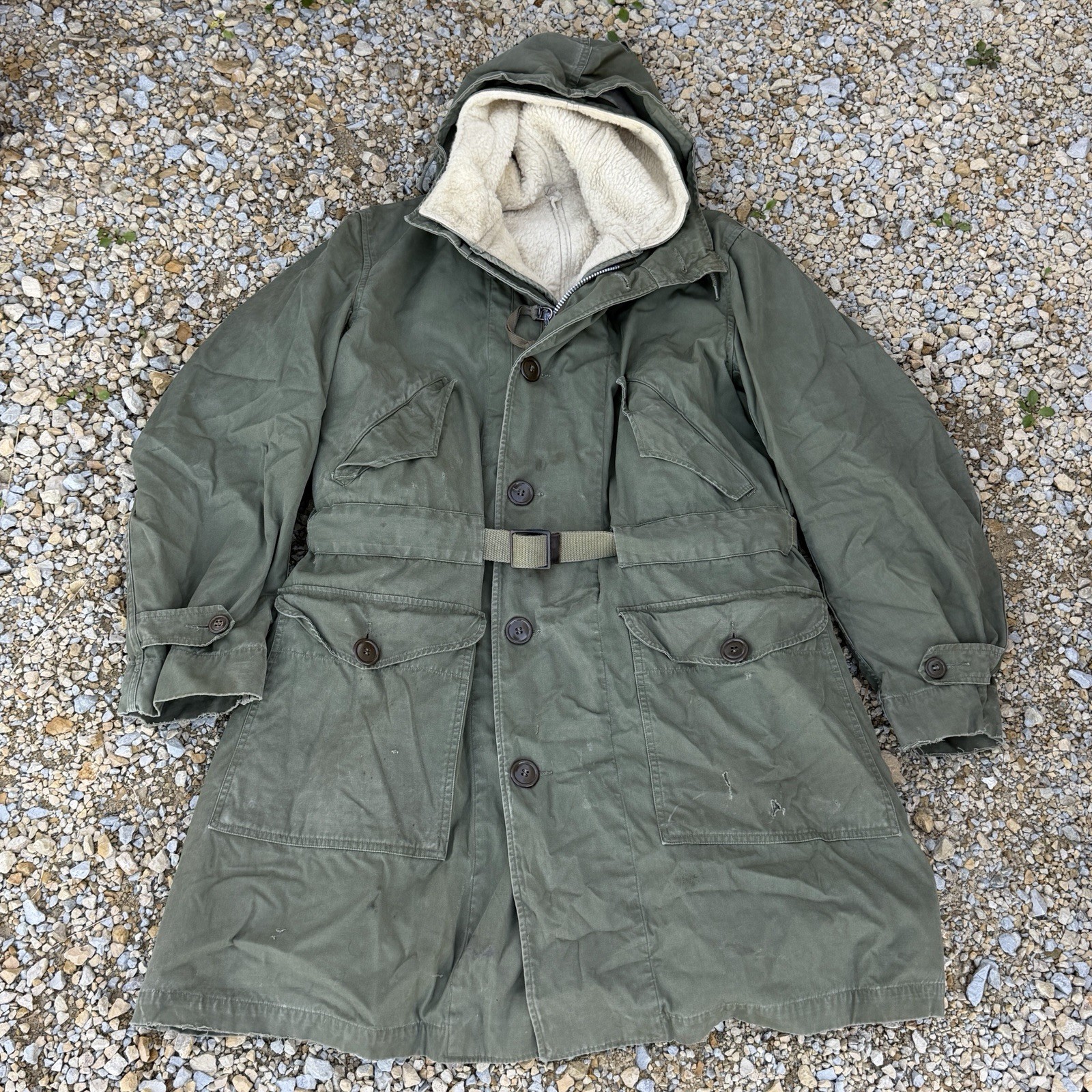 VTG 1950s US Military M-1947 M47 Parka Alpaca Pile Liner Medium Distressed