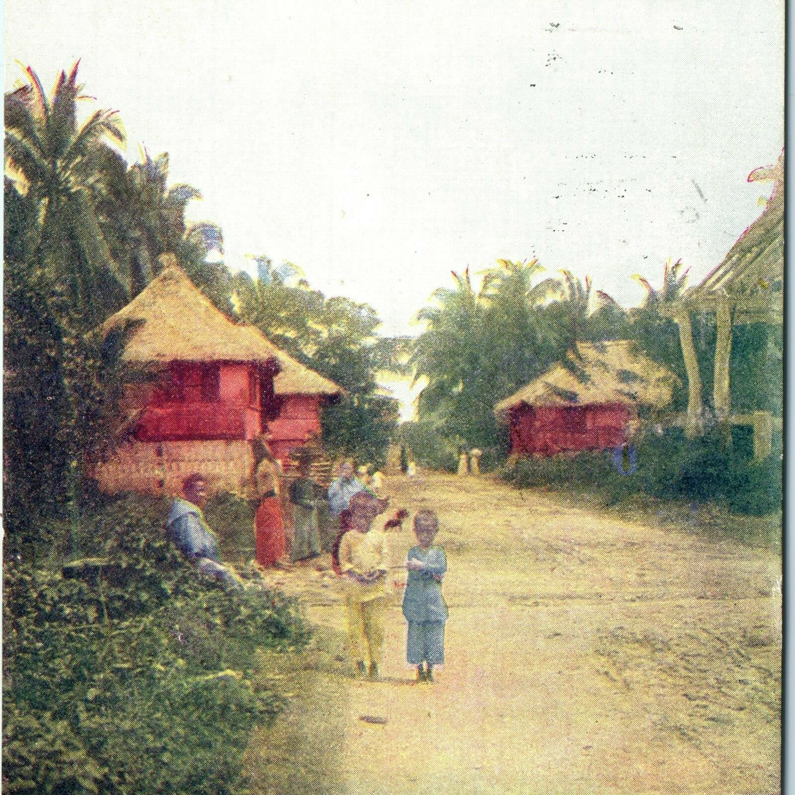 1908 San Nicolas Cebu Philippine Children Village Postcard Grocery Ad Spencer IA