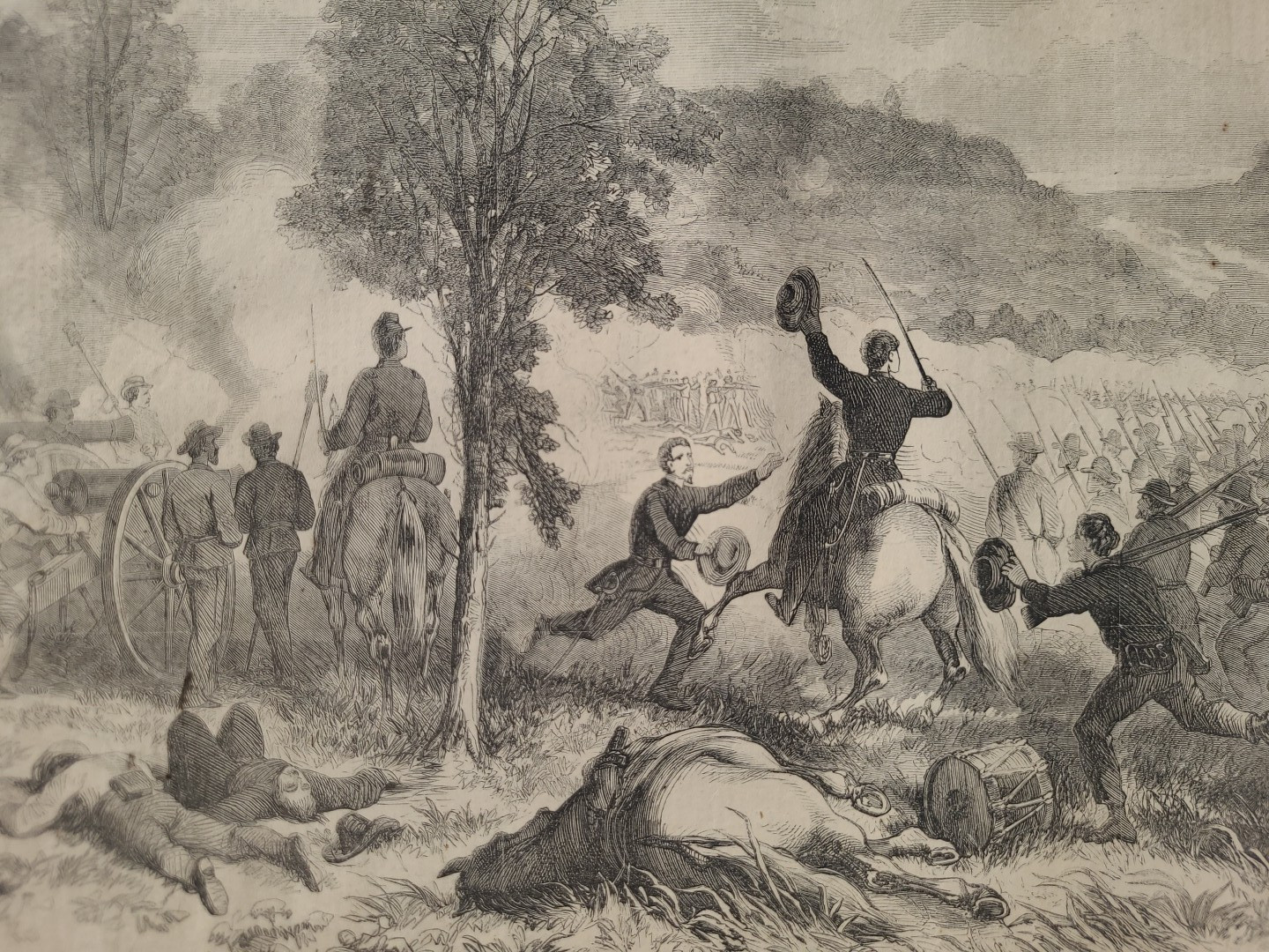 Battle of Wilson\'s Creek 1861   Charge of  Gen. Lyon 1st Iowa Regiment vtg print