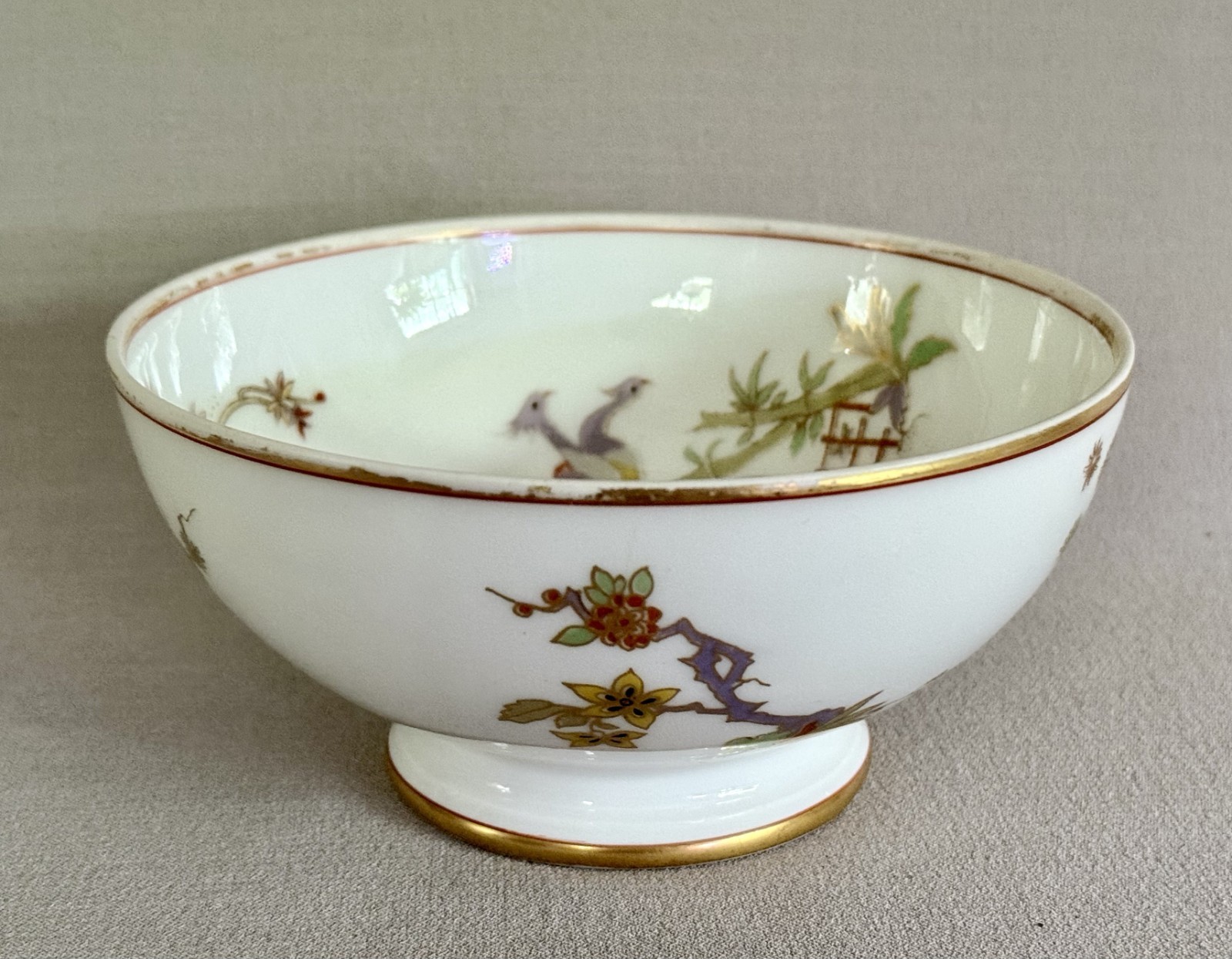 Richard Ginori Italia Porcelain Footed Bowl - \'Birds of Paradise\'  Hand Painted