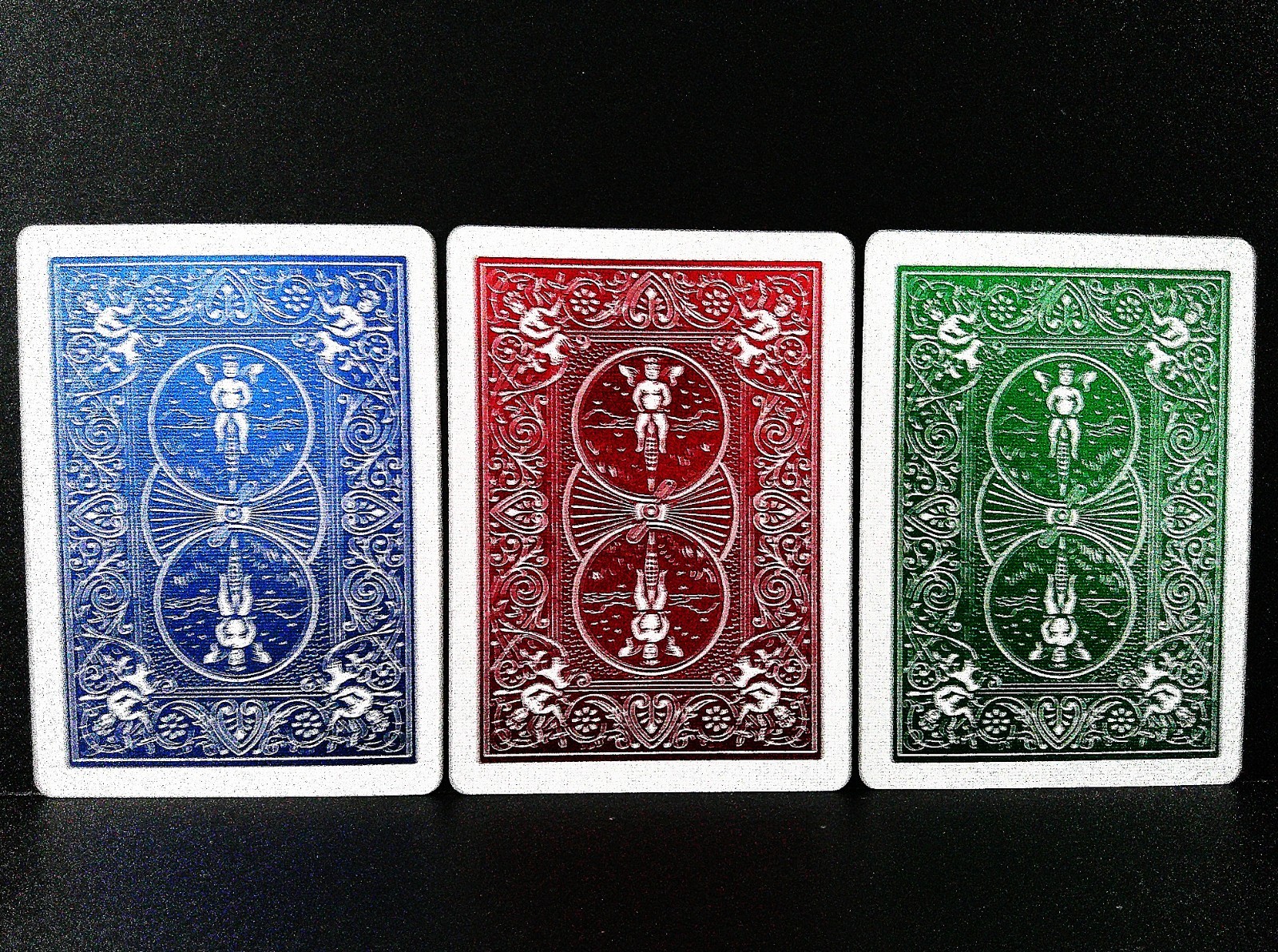 BICYCLE FOIL PROTOTYPE 3.0—BLUE RED GREEN 3-DECK SET USPCC APPROVAL FORMS 2014