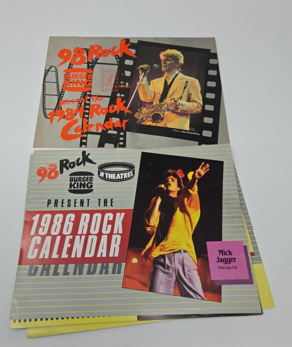 98 Rock 1984, 1986 Rock Calendar Lot Of 2