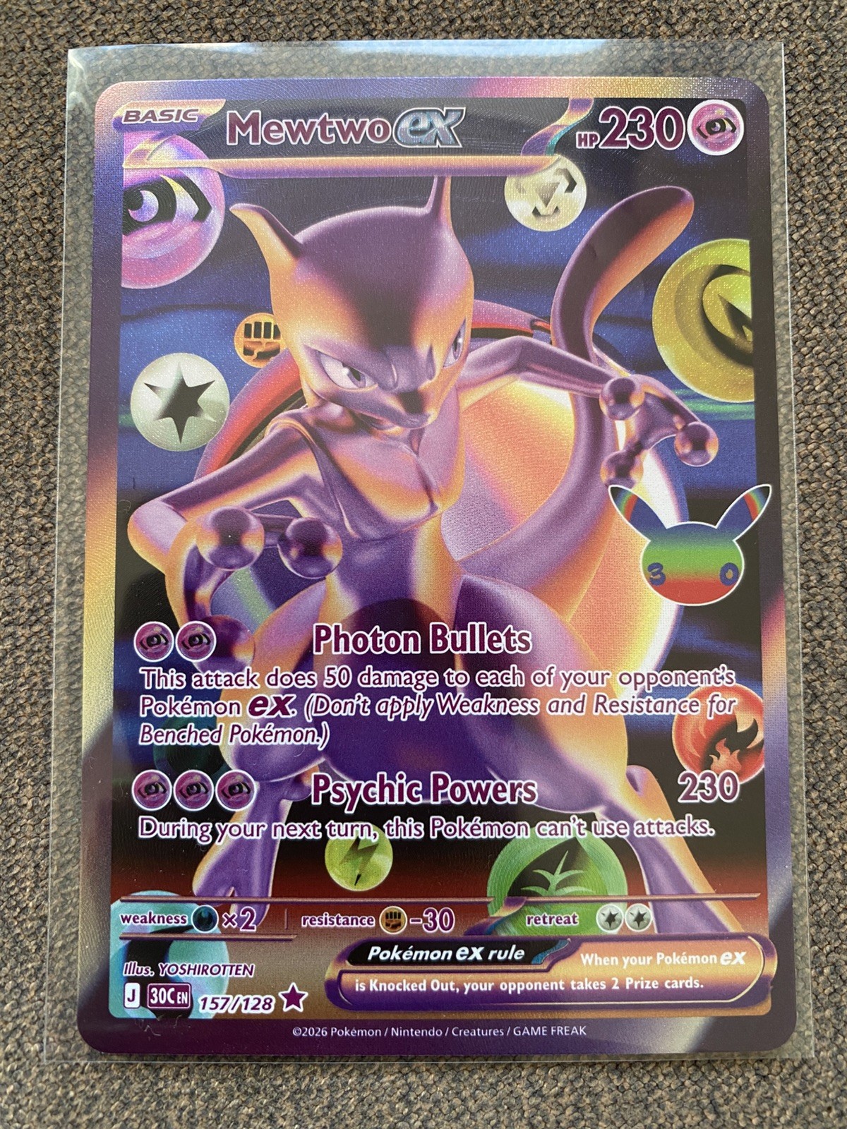 Mewtwo EX 157/128 Futuristic Rare Pokemon TCG 30th Celebration 
