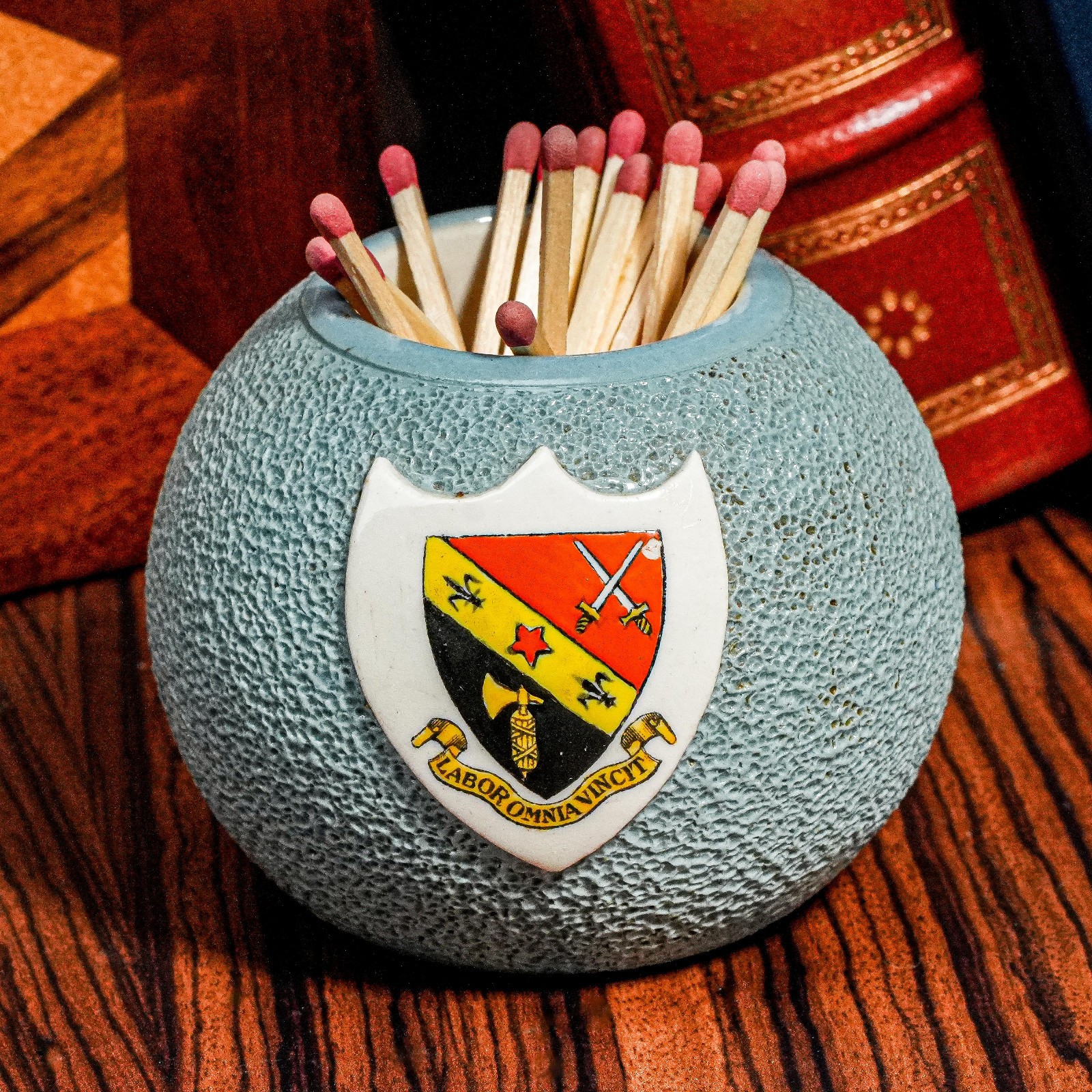 Cheltenham College School Crest Hand Painted Antique Match Striker Holder