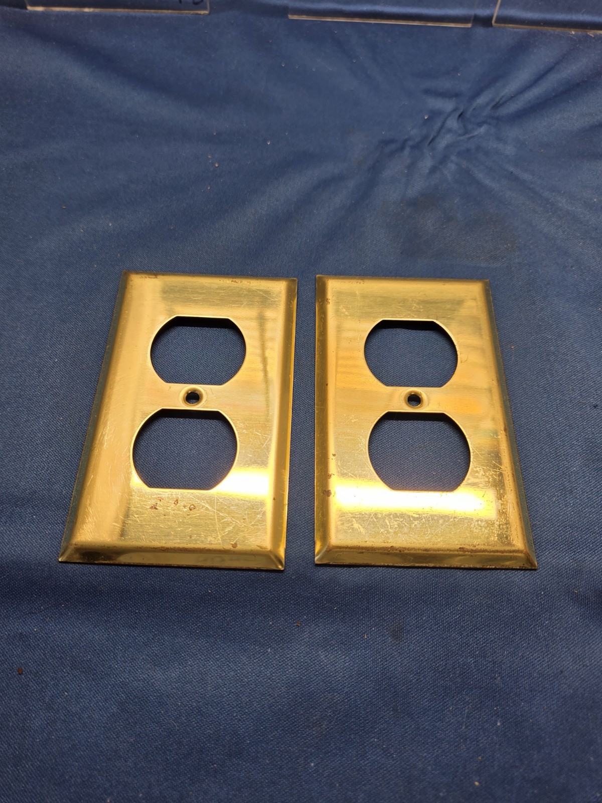 2 Vintage Brass Outlet Cover Plates  Duplex Receptacle Wall Plates