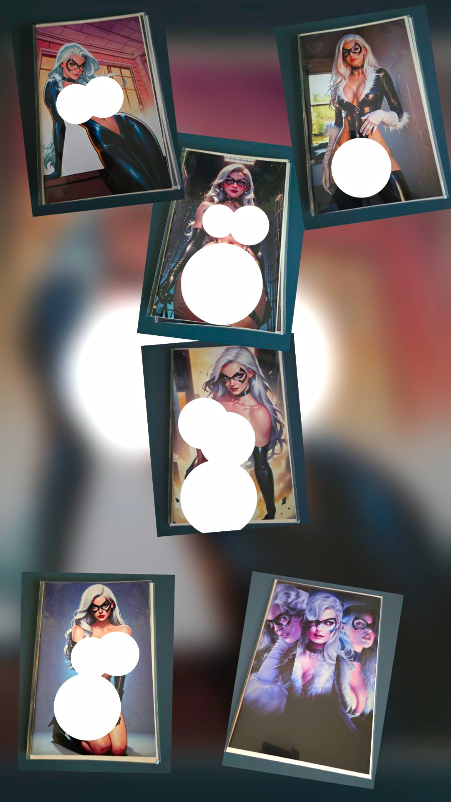 Black Cat Comic Cover. Lady Picture Book. Set Of 6 Covers. Full Naughty Mature