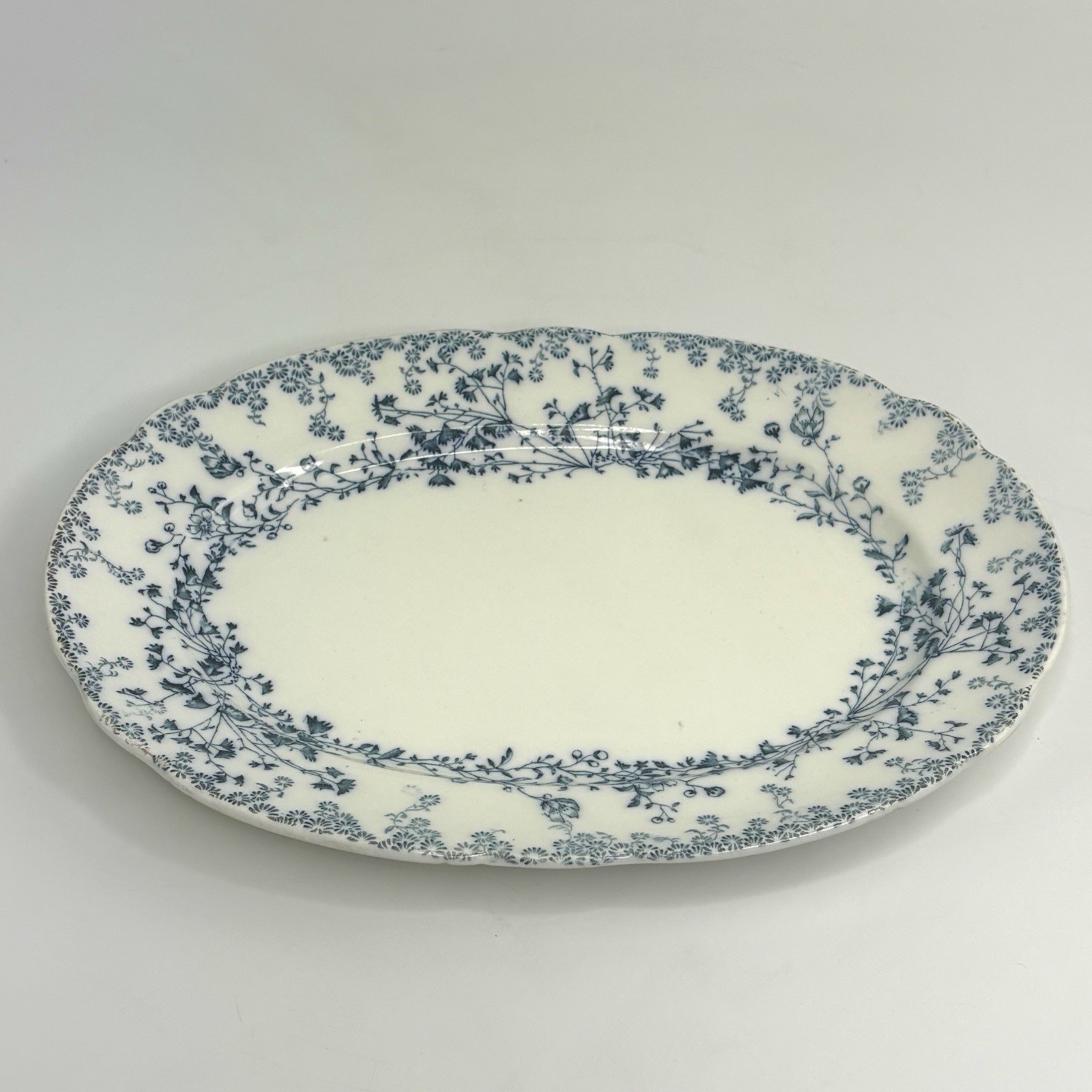 Antique c.1880's Ironstone Blue & White Fern Platter Plate Grindley & Co England