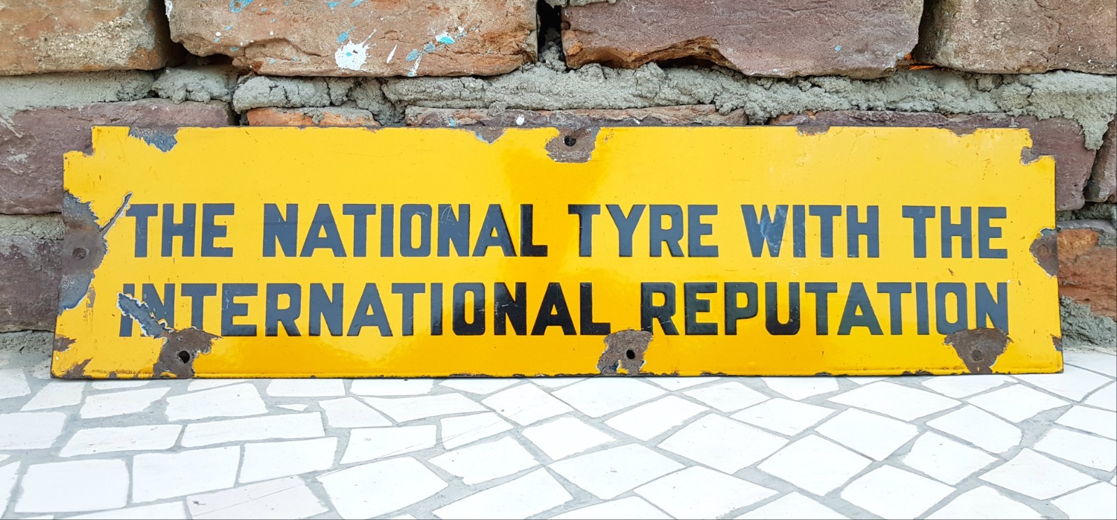 Vintage The National Tyres With International Reputation Enamel Sign Board EB23