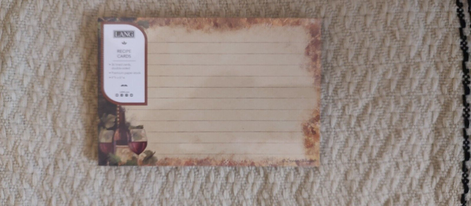 Lang ~ Gilded Wine Recipe Cards ~ 36 Lined Cards  Size: 4\