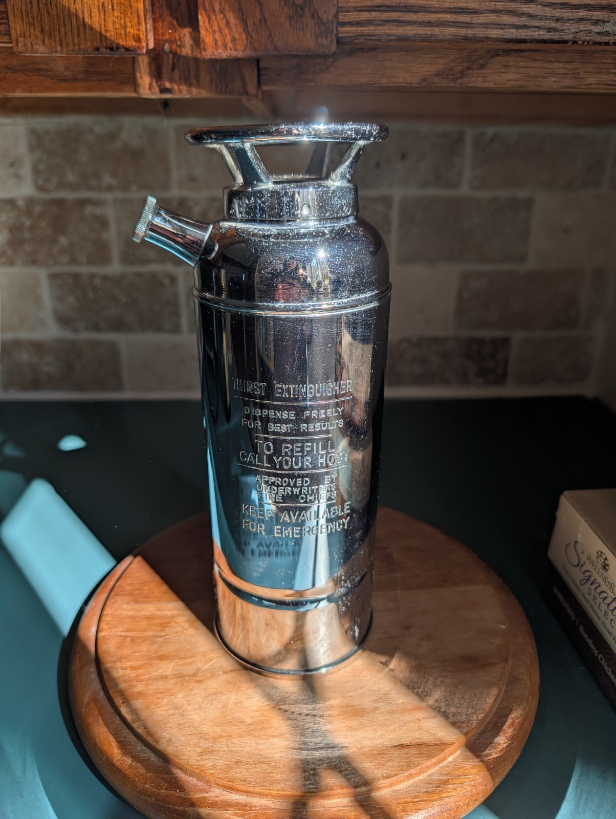 Vintage Chrome Thirst Extinguisher Musical Cocktail Shaker Original Box