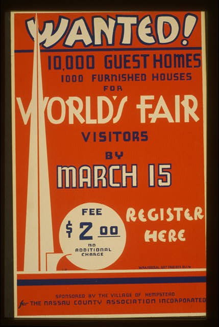 Photo:New York Hempstead 1939 World's Fair Guest Homes Wanted Poster