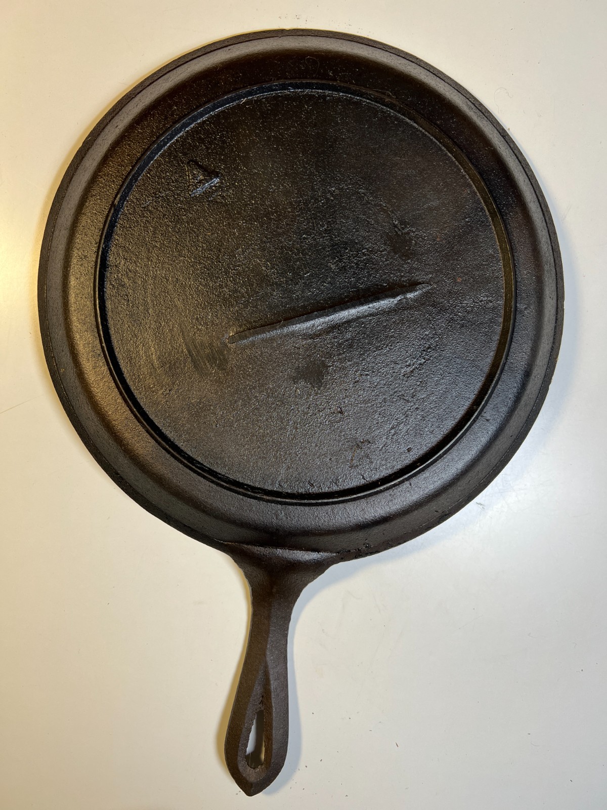 Antique c1880–1900 No. 7 Gate Mark Cast Iron Skillet Pan Fancy Handle Heat Ring