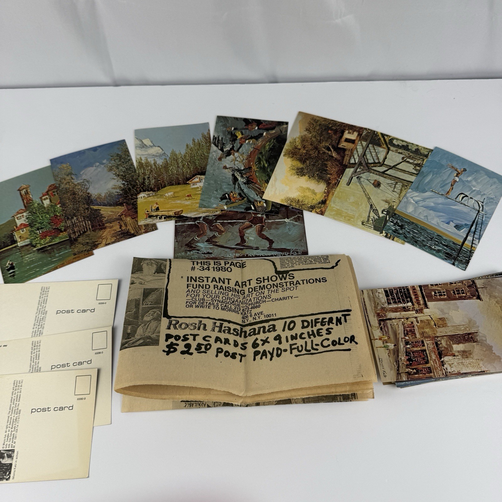 Lot of 41 Morris Katz Art Postcards Unposted Vintage 1980 Newspaper Palette