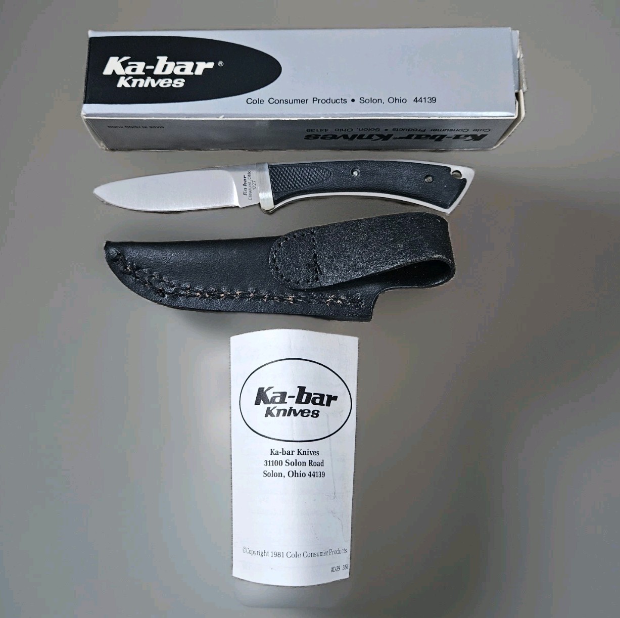 Vtg Kabar 1227 Fixed Blade Knife NOS W/Sheath NOS In Original Box Cleveland Ohio