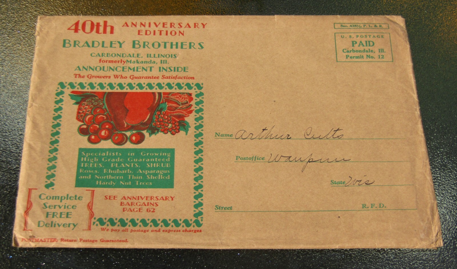 1930 Bradley Brothers Carbondale Illinois 40th Anniversary Catalog Roses Trees