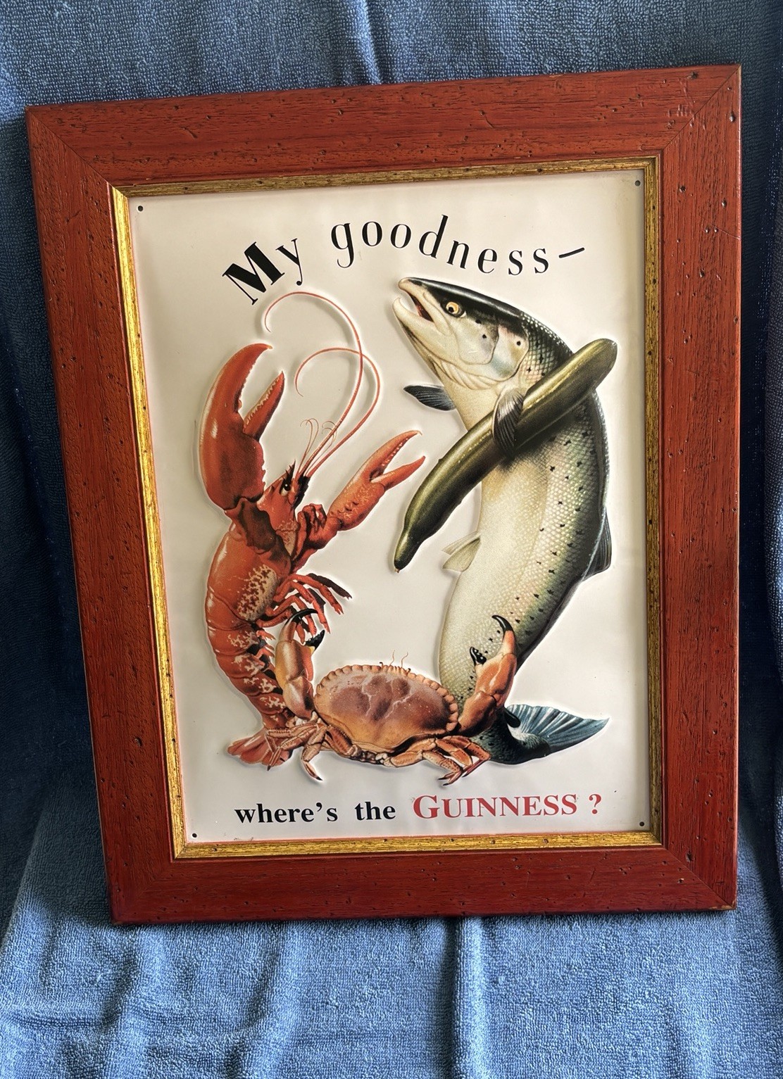 Metal Tin In Wood Frame My Goodness Where’s The Guinness Bar Vintage