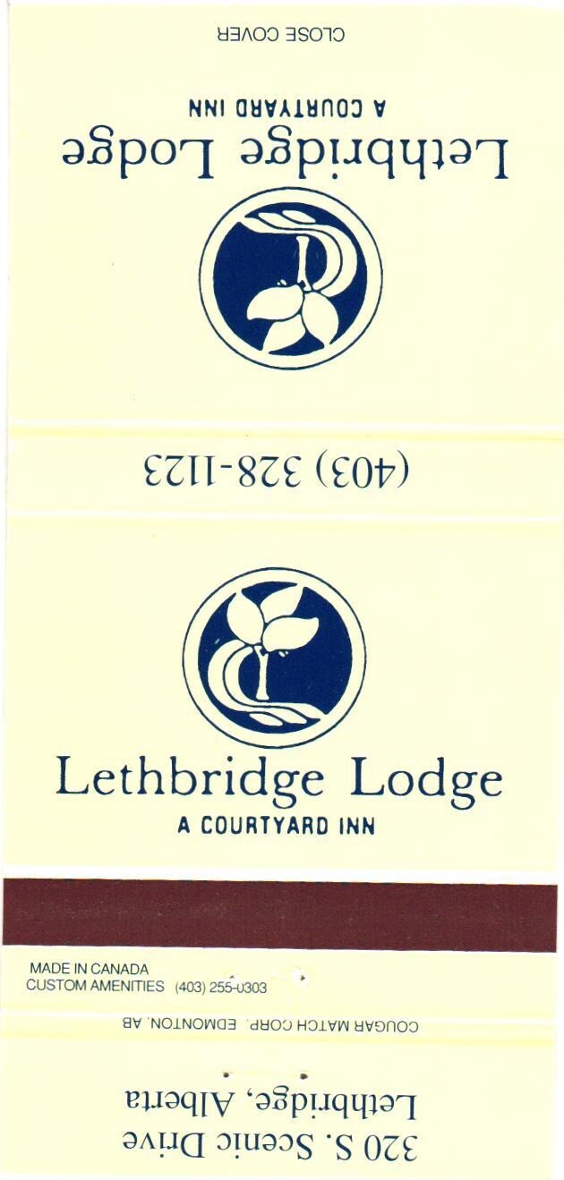 Lethbridge Lodge A Courtyard Inn Lethbridge AB Vintage Matchbook 1980s