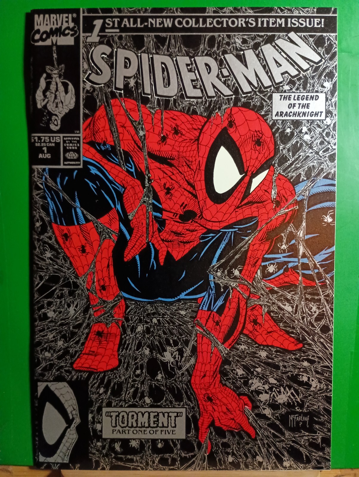 1990 Marvel Comics Spiderman 1 Todd McFarlane No Polybag Silver Cover Variant