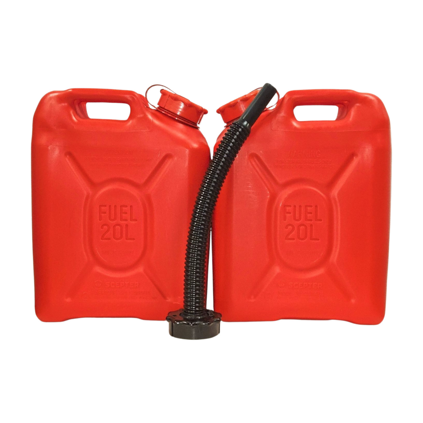Lot 2 New Scepter Red Military Fuel Can MFC 5 Gallon 20 L With NEW SPOUT HIFLOW.
