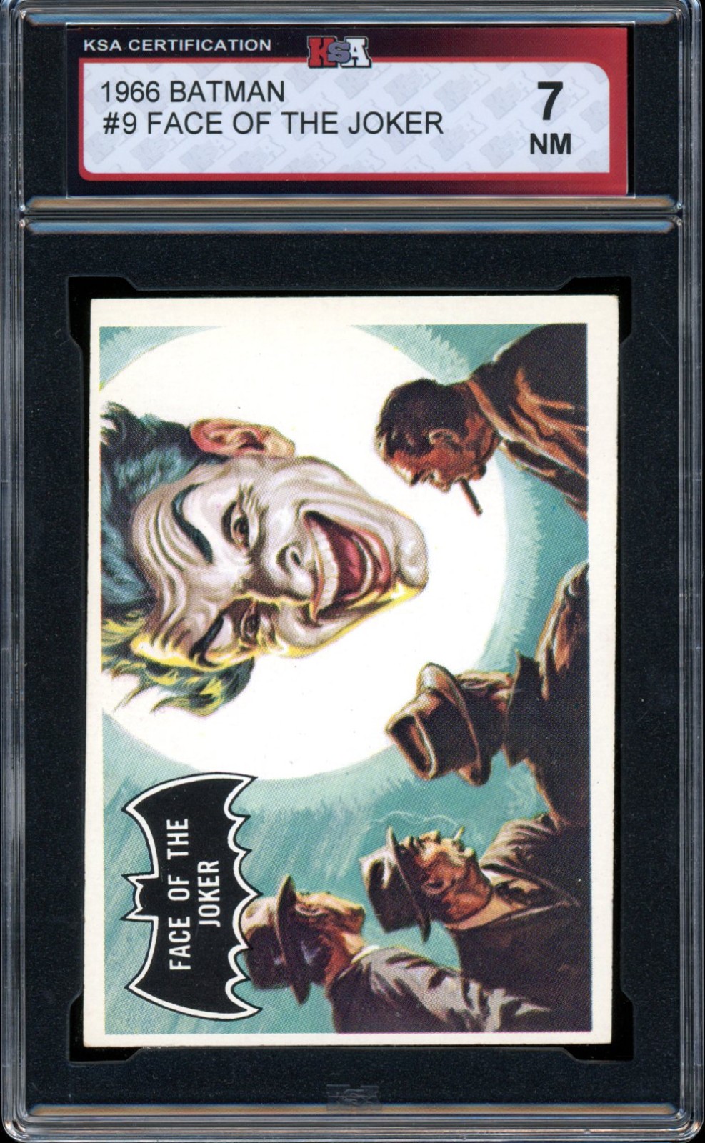 1966 TOPPS USA BATMAN BLACK BAT #9 Face of the Joker KSA 7 NM RC Year Card