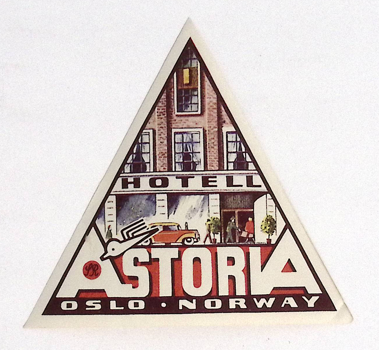 Hotel Astoria Oslo Norway Exterior View Vintage Luggage Label 3.75x4
