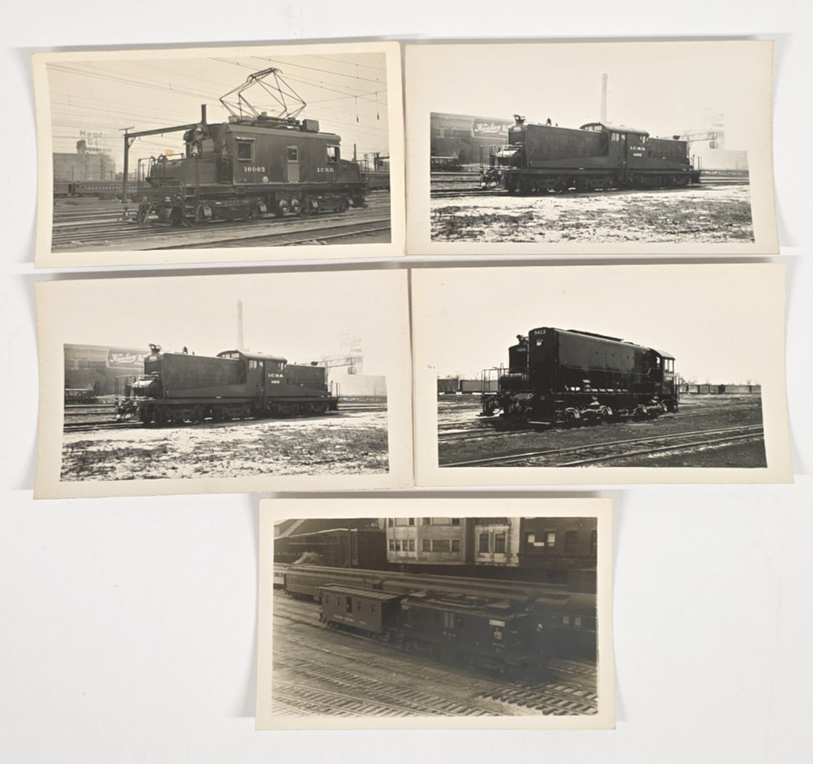 C. 1940s Illinois Central Railroad Diesel Electric Locomotive Photo Lot of 5