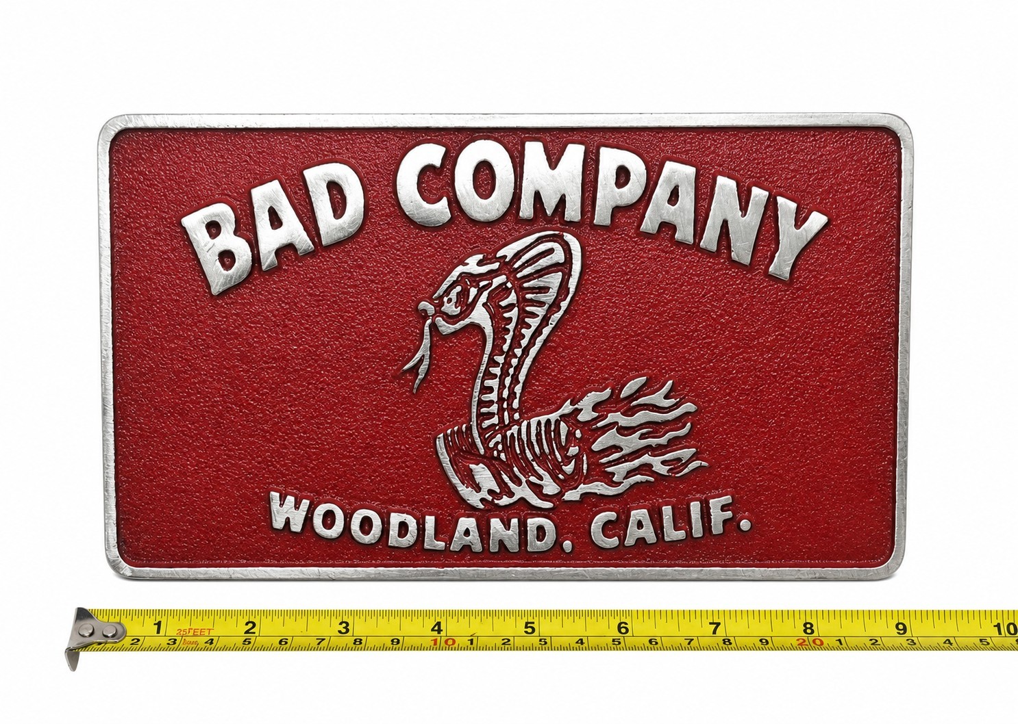 Cast Aluminum Car Club Plaque  BAD COMPANY  WOODLAND, CALIF