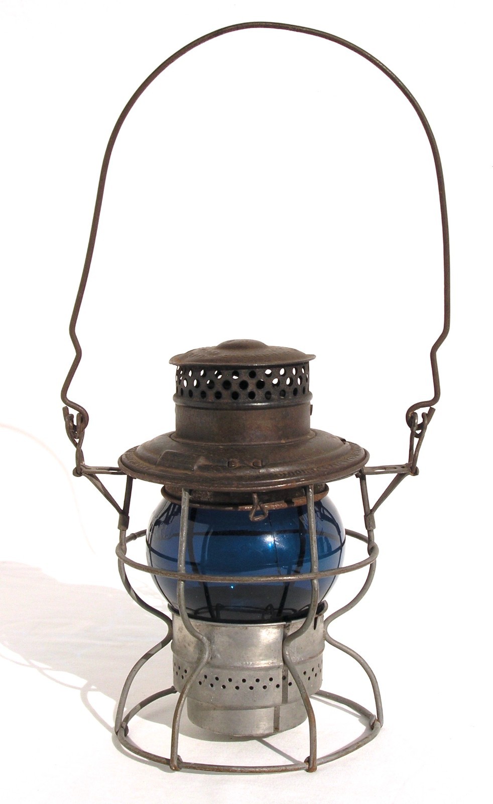 Antique Great Northern Railway Railroad Lantern Adams Westlake Adlake Blue Globe