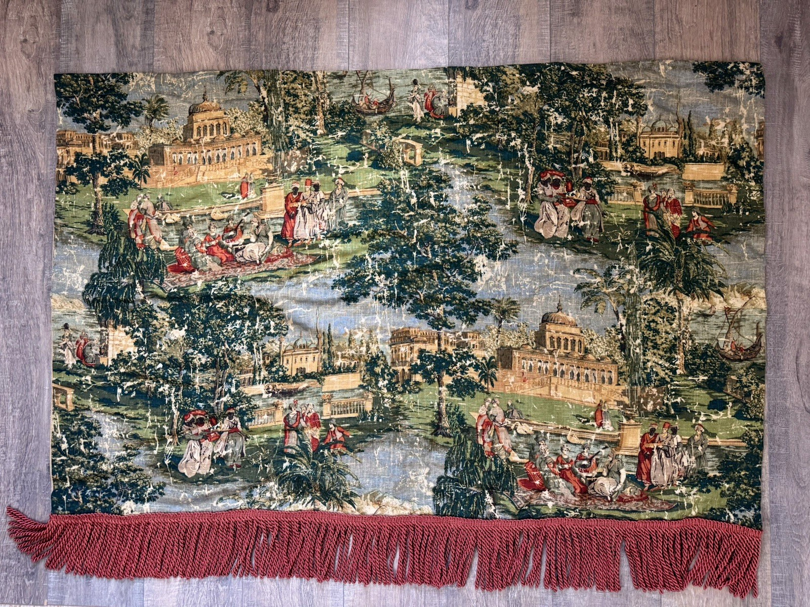 Vintage 5th Avenue Designs Covington FAR PAVILLION Fabric Curtain 54x35w/fringe