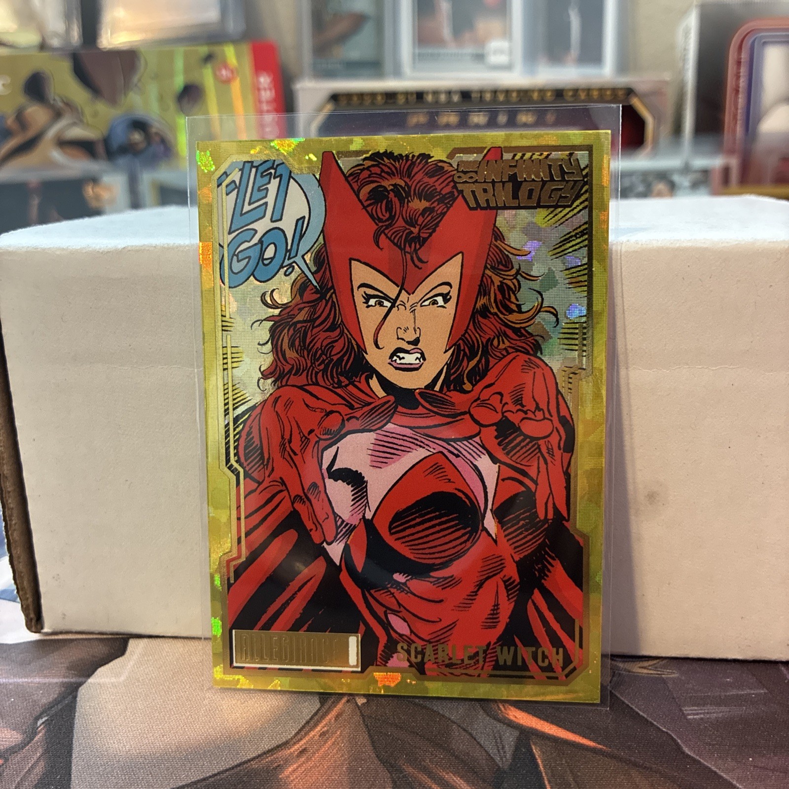 2023 UD Allegiance Marvel Infinity Trilogy #27 SCARLET WITCH Yellow Crackle /149