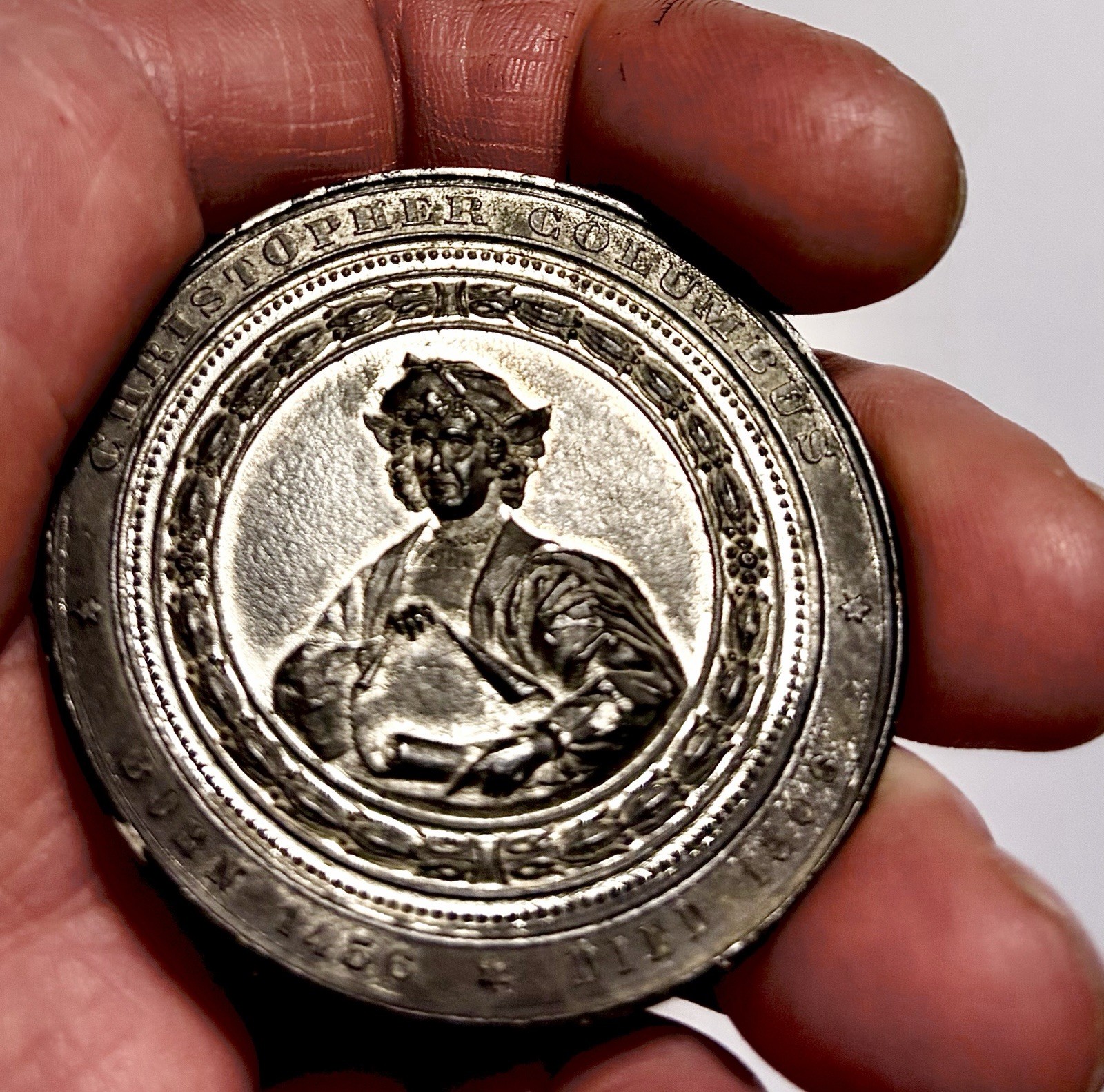 Antique Christopher Columbus 1893 Worlds Fair Medal Columbian Expo Chicago
