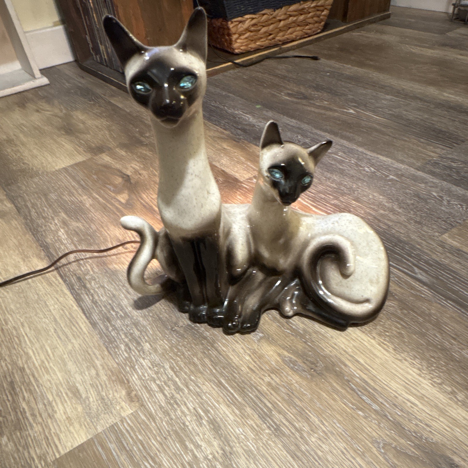 Lane & Co Vintage Ceramic Siamese Cat Lamp, 1958