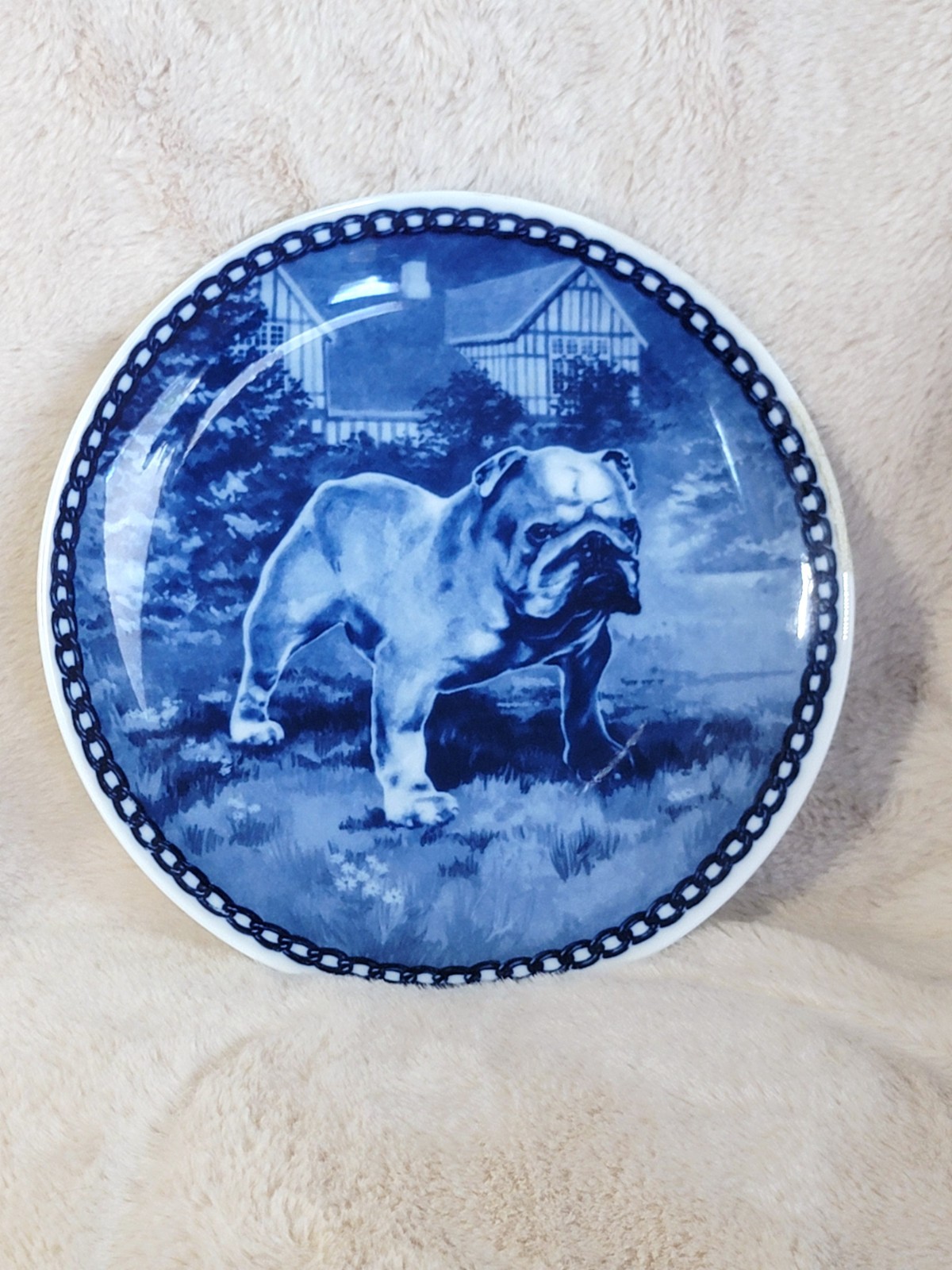 Vtg Tove Svendsen Dog Hunde Platte English / Englisch Bulldog Made in Denmark