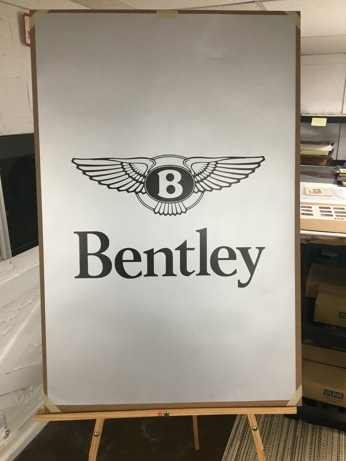 Vintage 1980 Bentley Logo Poster. Rare Print. Great addition to your collection.