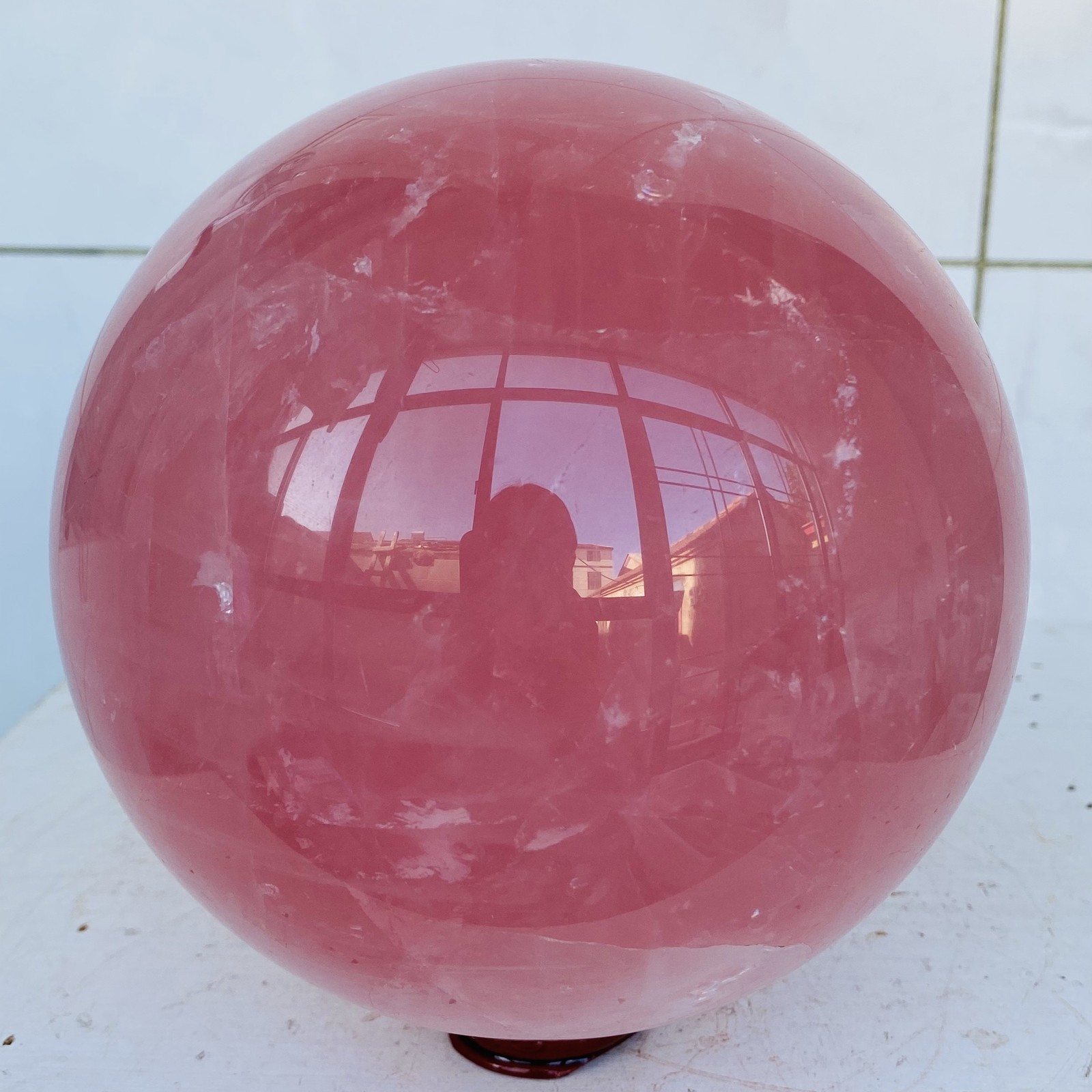 Natural Pink Rose Quartz Sphere Crystal Ball Reiki Healing 4300g